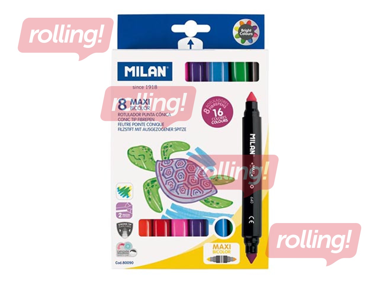 Двусторонние фломастеры Milan Maxi Bicolour, 16 цветов