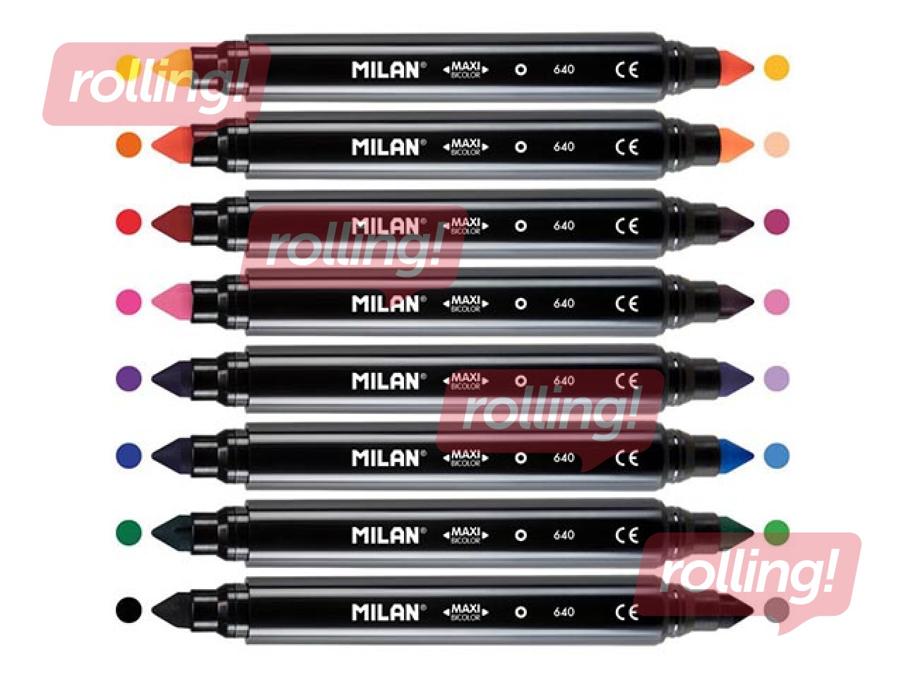 Двусторонние фломастеры Milan Maxi Bicolour, 16 цветов