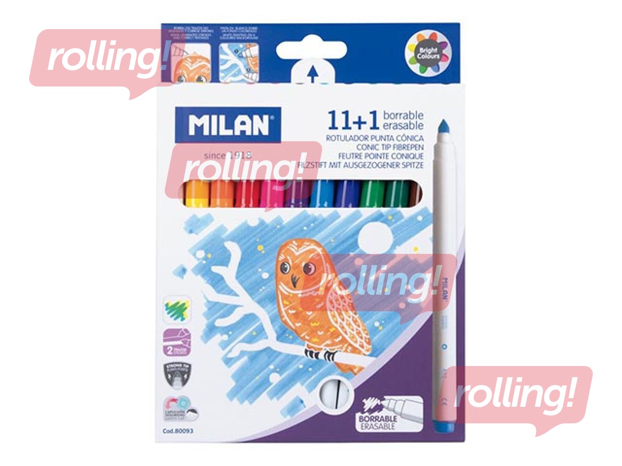 Viltpliiatsid Milan 11+ 1 “kustutav” viltpliiats 