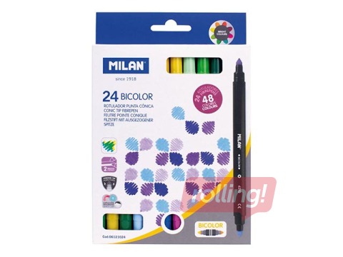 Viltpliiatsid Milan Bicolour, 48 värvi, kahe otsaga