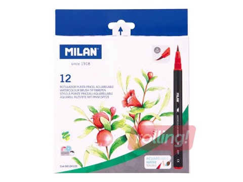 Фломастеры-кисти Мilan, акварель, 12 цветов