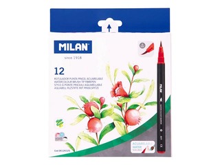 Фломастеры-кисти Мilan, акварель, 12 цветов