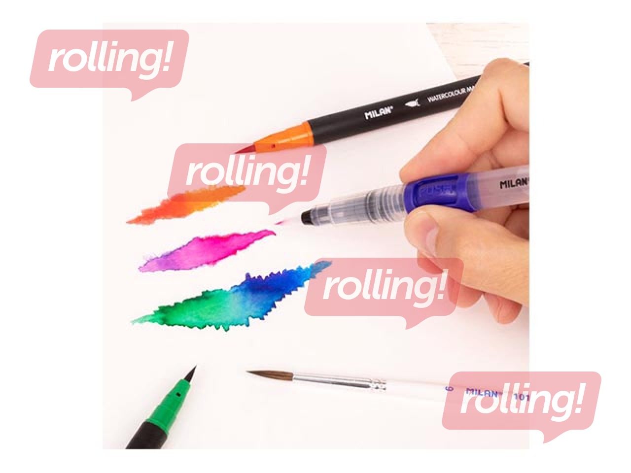 Viltpliiatsid Milan, pintsli ots, akvarell, 12 värvi