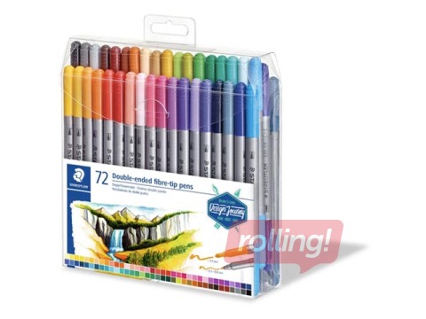 Double-ended fibre-tip pen Staedtler, divpusīgi, 72 colours