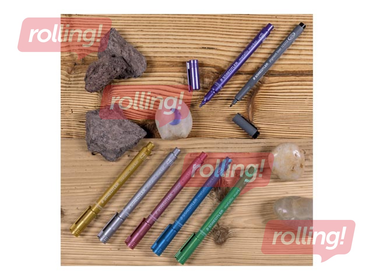 Viltpliiatsid Staedtler, 8323 metallik, 6 värvi ja must pigmentlainer 