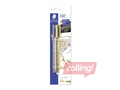 Маркеры Staedtler, 8323 металлик, 2 цвета - серебро и золото