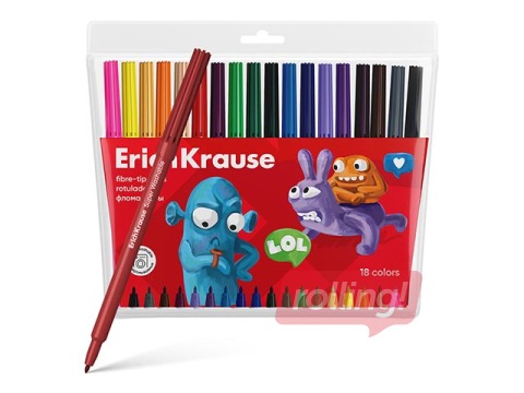 Fibre-tip pens ErichKrause, Super Washable, 18 colors