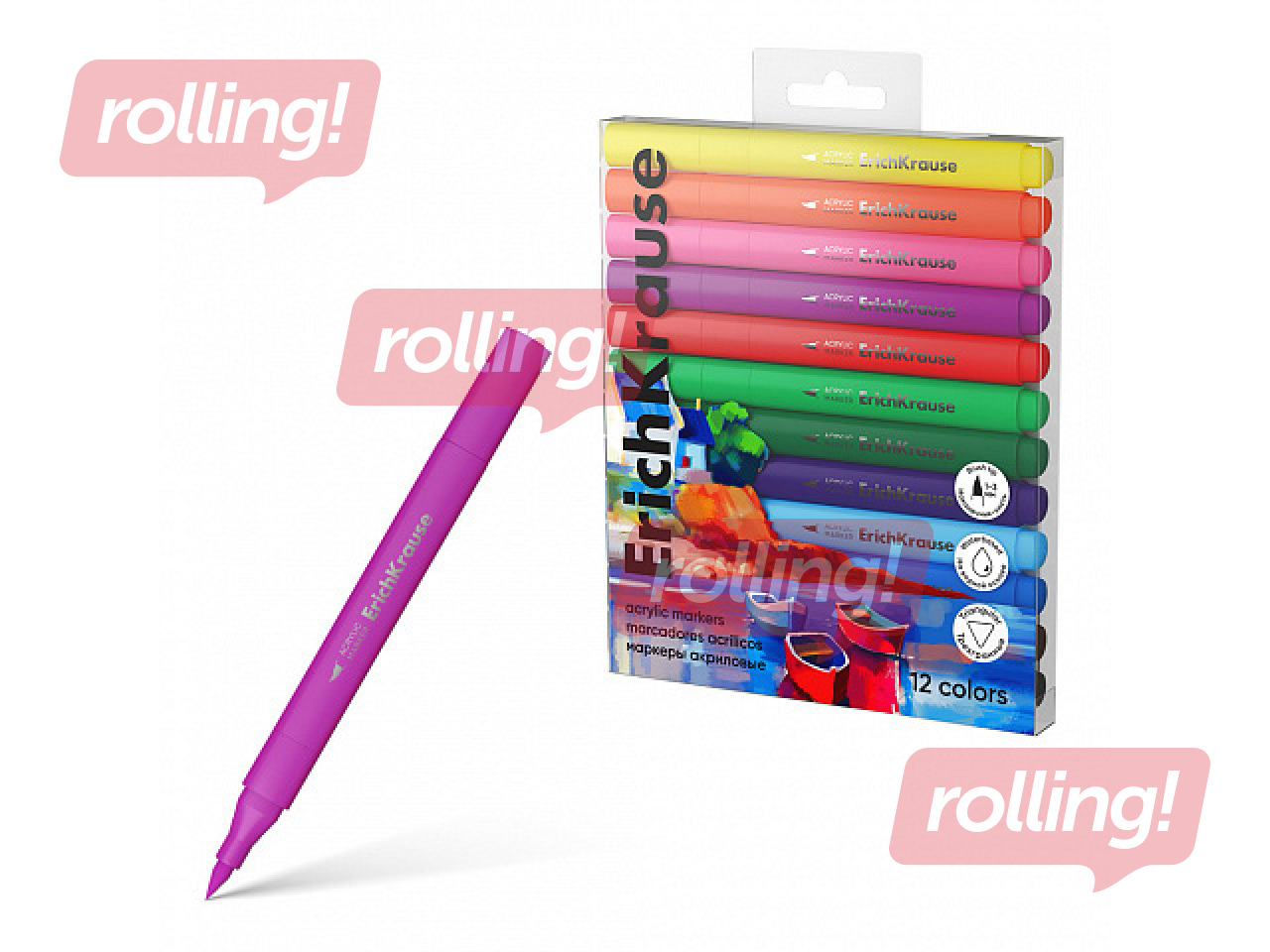 Akrila marķieri ErichKrause Art Spirit, otas tipa, 12 krāsas