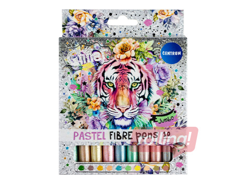 Viltpliiatsid Centrum, JUMBO, PASTEL GLITTER, 10 pastellvärvi