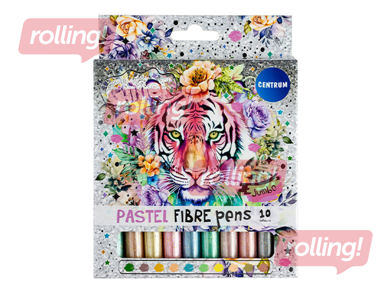 Viltpliiatsid Centrum, JUMBO, PASTEL GLITTER, 10 pastellvärvi