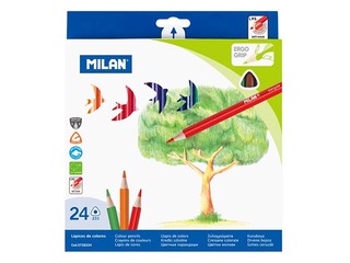 Цветные карандаши MILAN, треугольные, 24 цвета