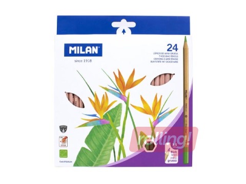 Värvilised pliiatsid Milan, 24 värvi, lead, 3.5mm