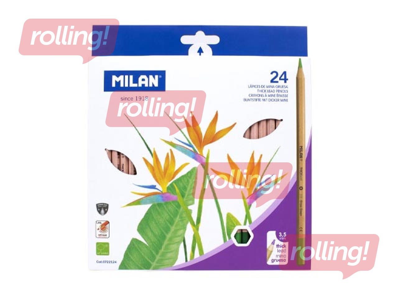 Värvilised pliiatsid Milan, 24 värvi, lead, 3.5mm