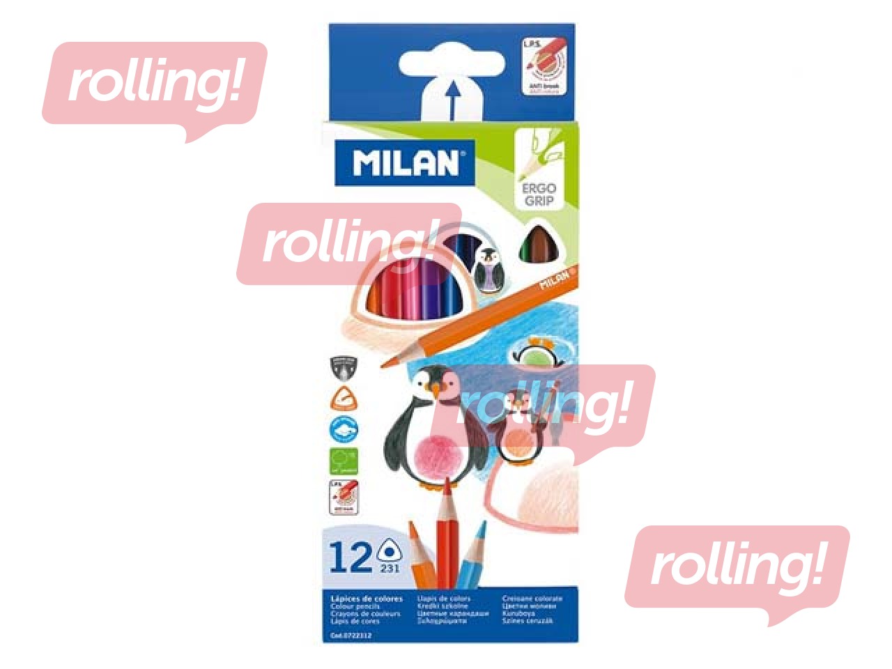 Цветные карандаши  Milan, треугольные, 12 цветов,
