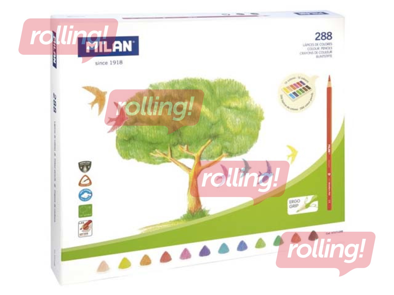 Värvilised pliiatsid Milan 231, kolmnurkne, 288 tk.