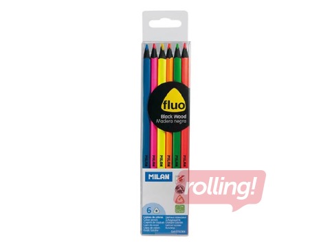 Värvilised pliiatsid Milan Fluo, 6 värvi