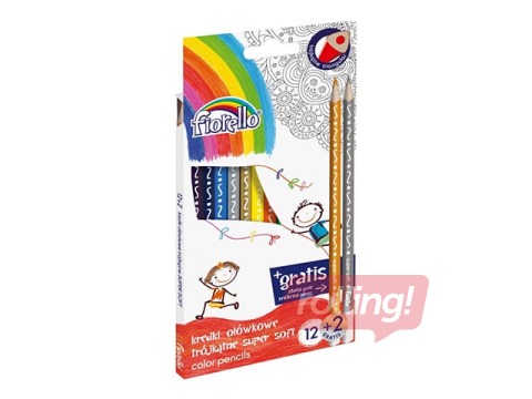 Color pencils Fiorello Super Soft, triangular, 12 colours