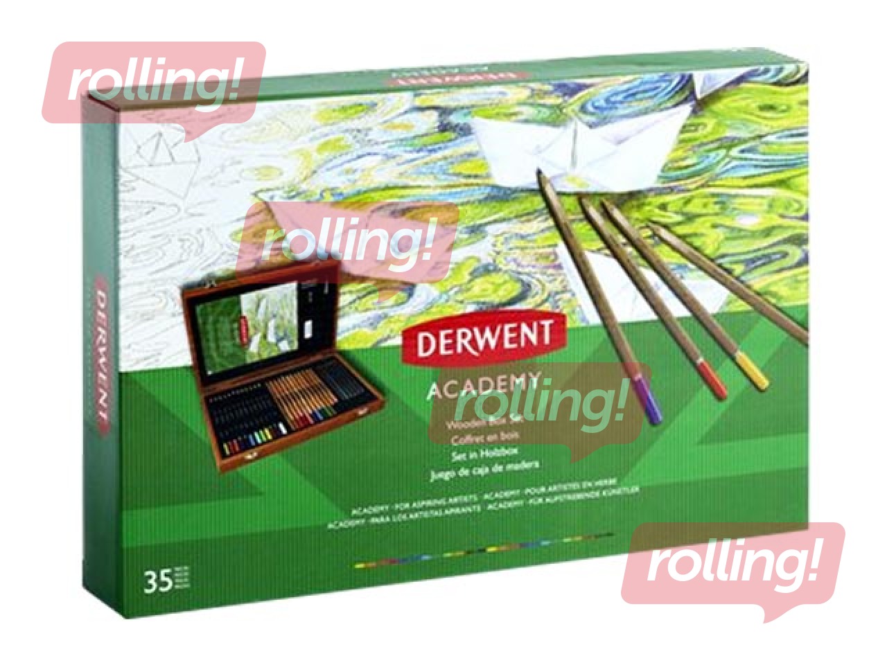 Krāsaino zīmuļu dāvanas komplekts Derwent koka kastē