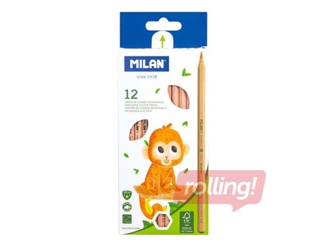 Цветные карандаши Milan, натуральное дерево, 12 цветов