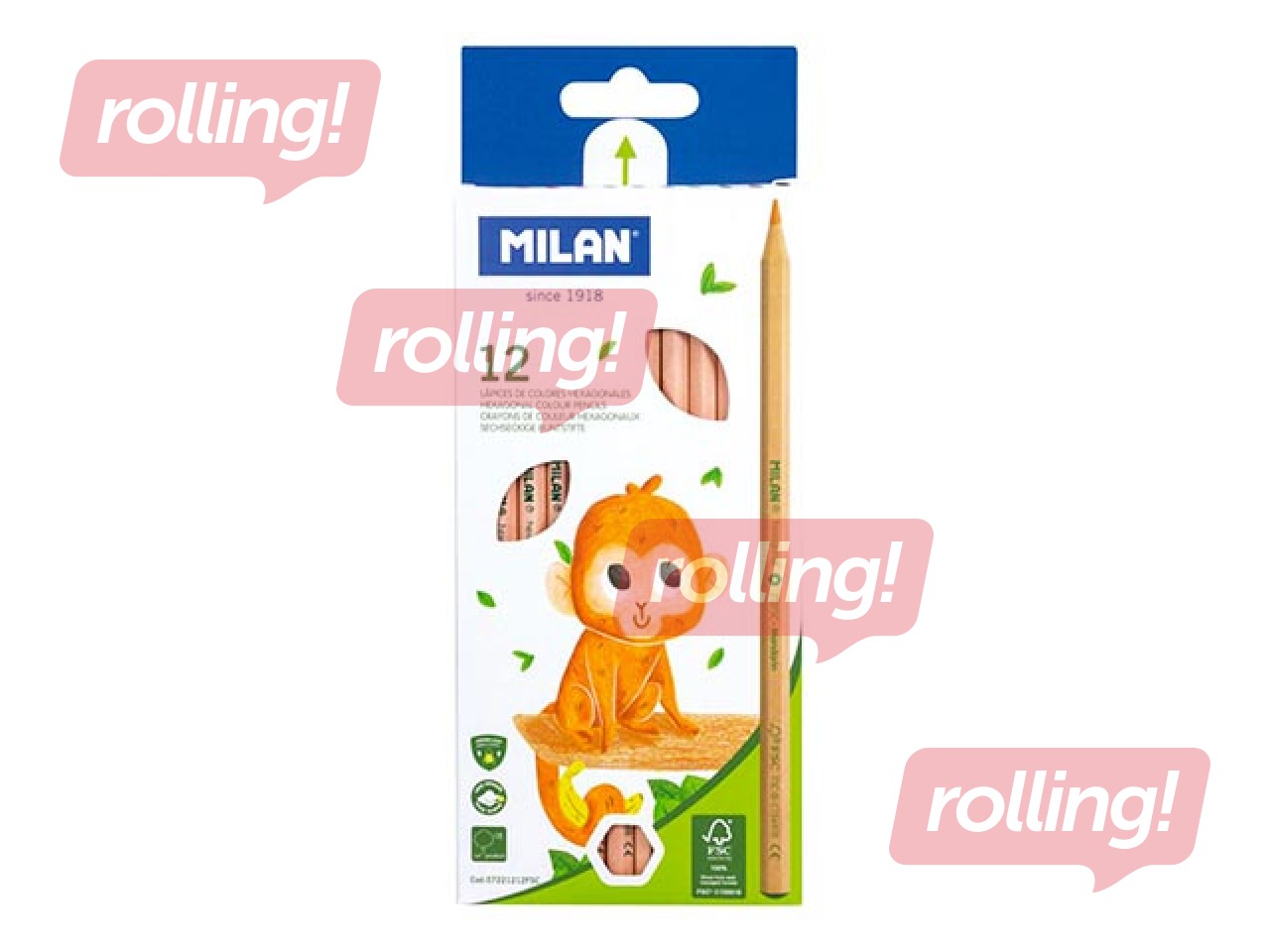 Цветные карандаши Milan, натуральное дерево, 12 цветов