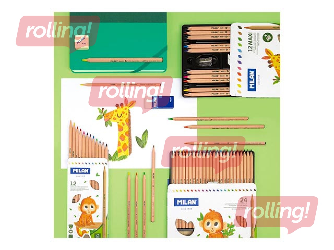 Цветные карандаши Milan, натуральное дерево, 12 цветов