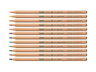 Värvipliiatsid Milan, FSC®-sertifikaadiga puit, 12 värvi