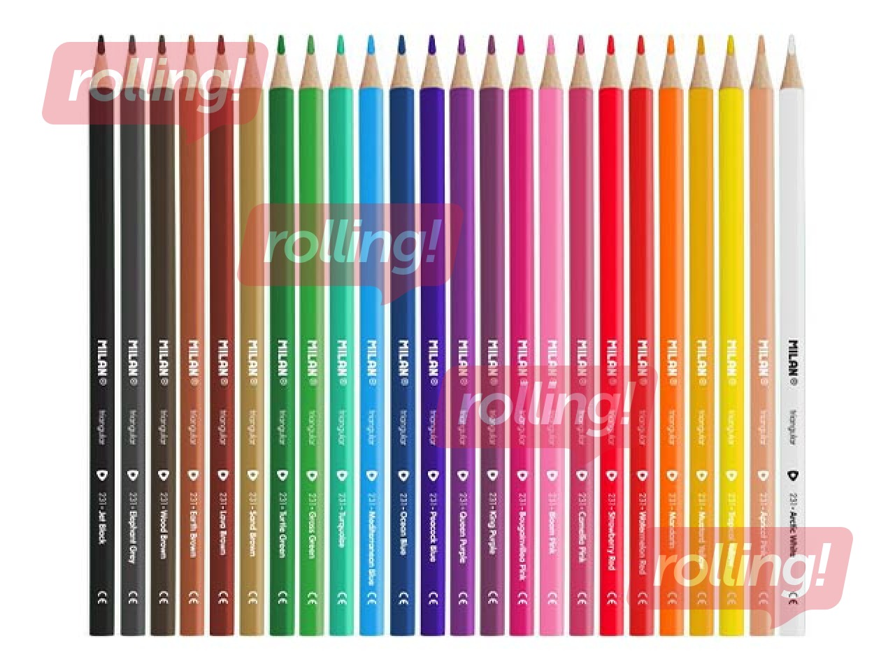 Coloured pencils Milan, triangular, 24 colours, in a plastic case