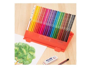 Coloured pencils Milan, triangular, 24 colours, in a plastic case