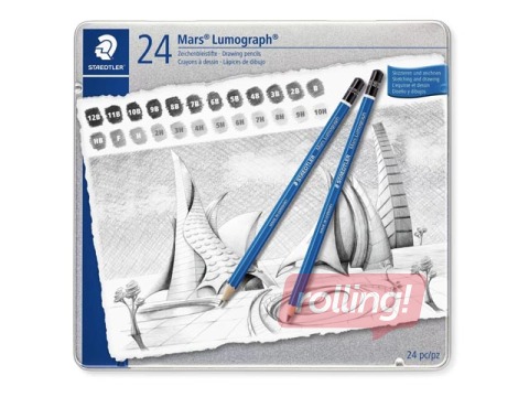 SALE Pliiatsid Staedtler Lumograph 100, metallkarbis, 24 tk.