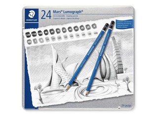 SALE Pliiatsid Staedtler Lumograph 100, metallkarbis, 24 tk.