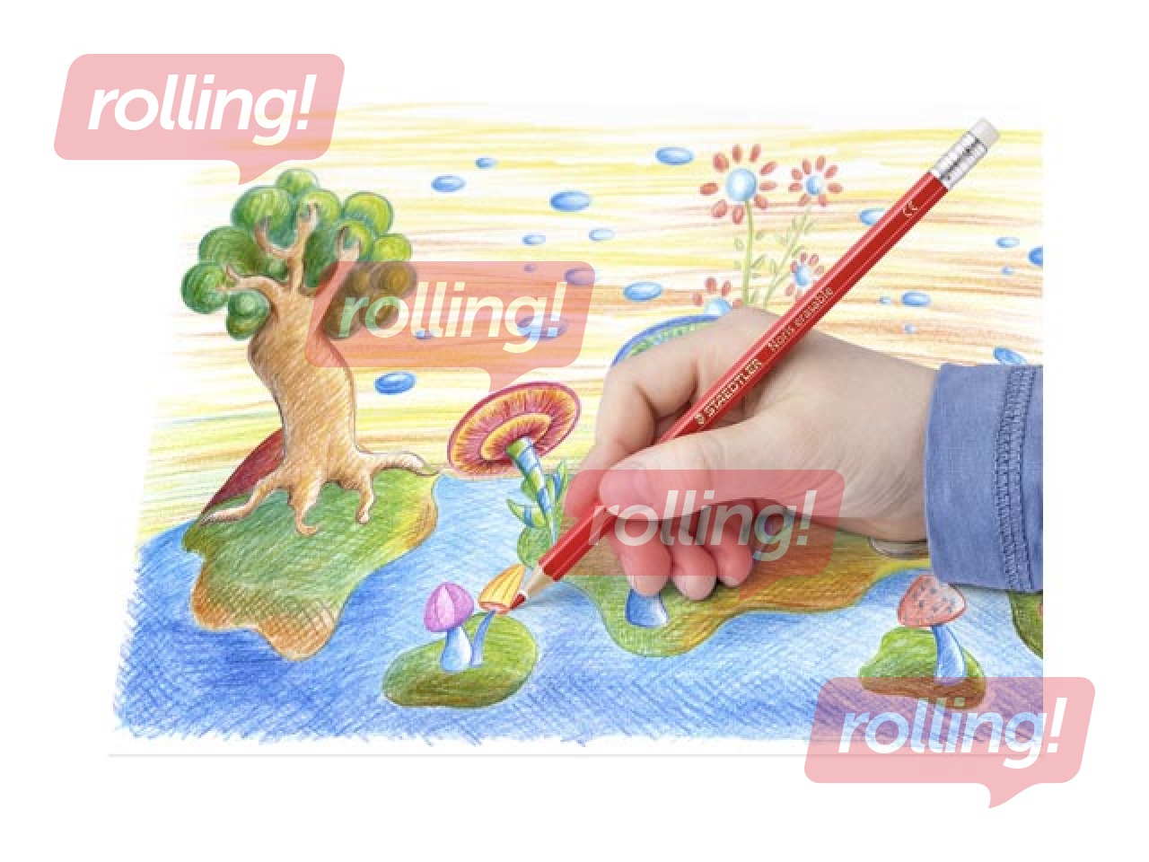 Krāsainie zīmuļi ar dzēšgumiju Staedtler 144 50N, 12 gab.