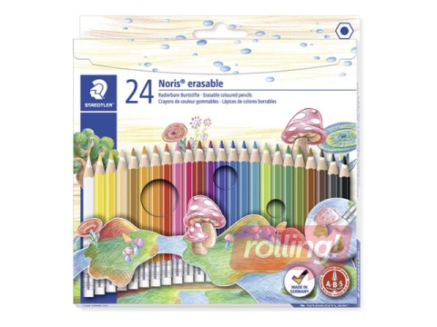 Krāsainie zīmuļi ar dzēšgumiju Staedtler 144 50N, 24 gab.