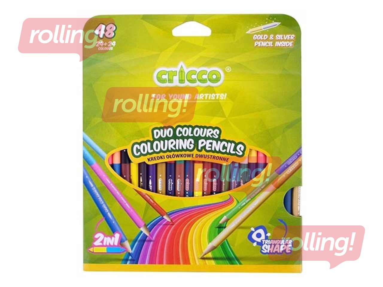 Värvipliiatsid Cricco, kahepoolsed, 24 tk, 48 värvi