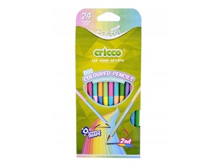 Krāsainie zīmuļi Cricco, trīsstūra, divpusīgi, 24 pasteļkrāsas