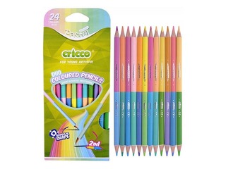 Цветные карандаши трехгранные Cricco, двусторонний, пастельные цвета, 12 шт., 24 цветов