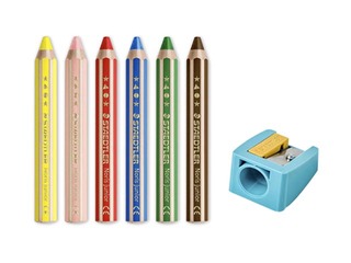 Krāsainie zīmuļi ar asinātāju Staedtler Noris junior 140, 6 gab.