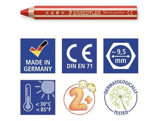 Värvilised pliiatsid teritajaga Staedtler Noris junior 140, 12 tk.