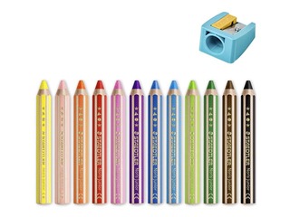 Värvilised pliiatsid teritajaga Staedtler Noris junior 140, 12 tk.