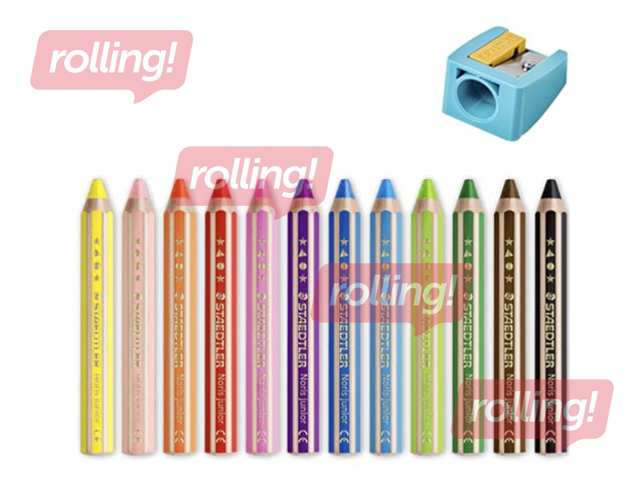 Värvilised pliiatsid teritajaga Staedtler Noris junior 140, 12 tk.