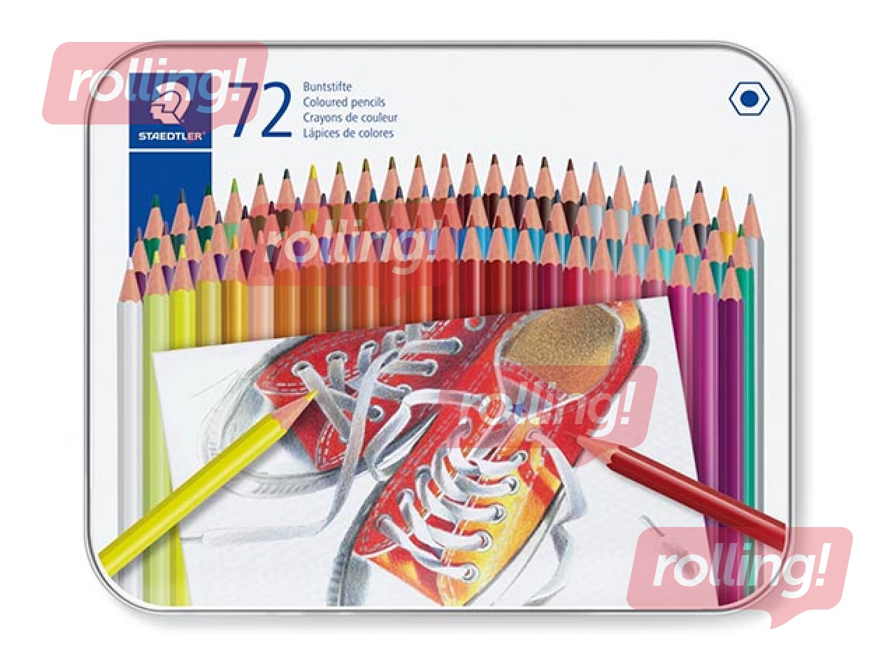 Krāsainie zīmuļi Staedtler 175, metāla kastē, 72 gab.