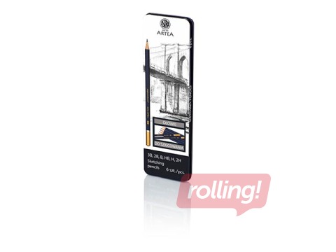 Grafiitpliiatsite komplekt Astra metallkarbis, 6 tk.