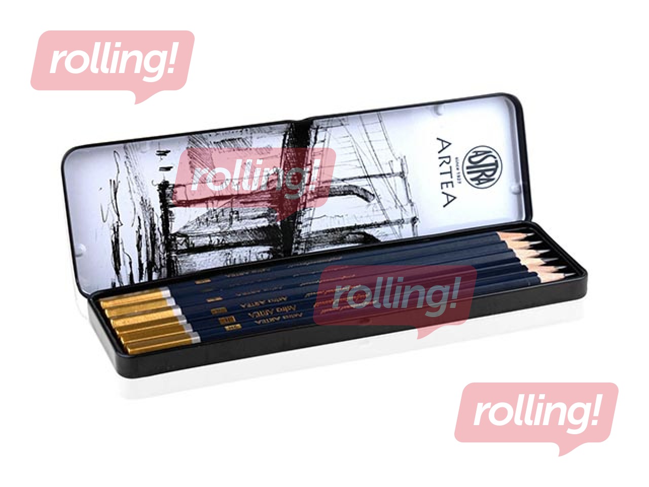 Grafiitpliiatsite komplekt Astra metallkarbis, 6 tk.