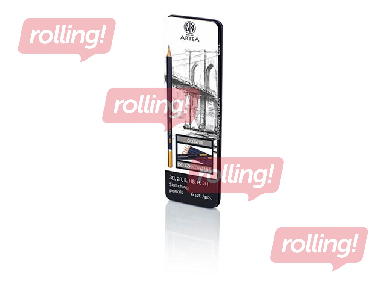 Zīmuļu kompekts Astra, metāla kastē, 6 gab.