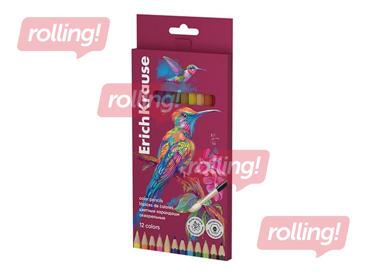 Akvarellpliiatsid ErickKrause Safari, 12 värvi pintsliga