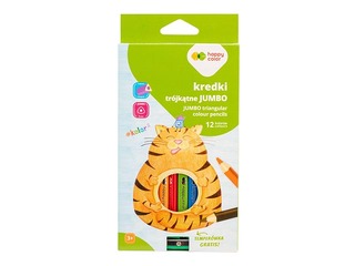 Цветные карандаши Happy Color, Jumbo, с точилкой, треугольные, 12 цветов