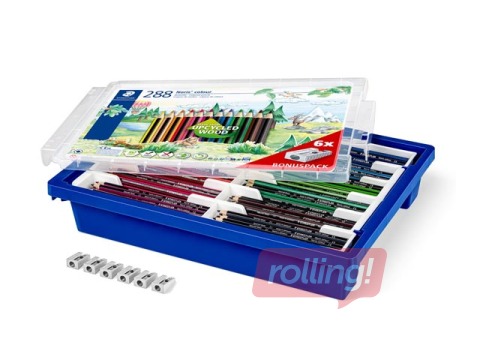 Цветные карандаши с точилками Staedtler 185, в пластиковом ящике, 288 шт.