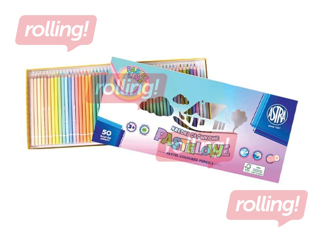 Colored Pencils Astra, Pastel Shades, 50 pcs.