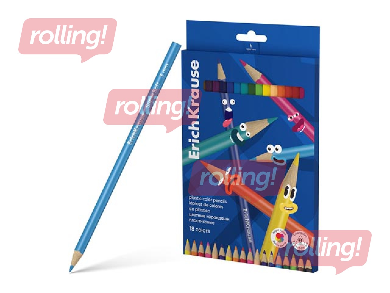 Colored pencils ErichKrause, triangular, 18 colors