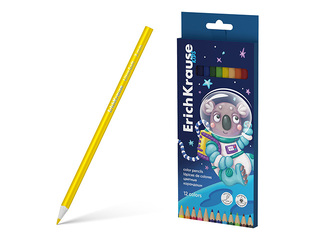 Värvilised pliiatsid ErichKrause, Kids Space Animals, kolmnurkne, 12 värvi