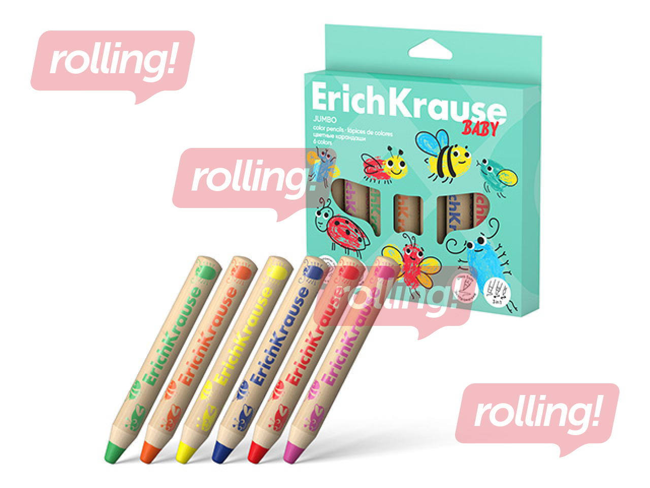 Värvipliiatsid ErichKrause, Jumbo, 6 värvi